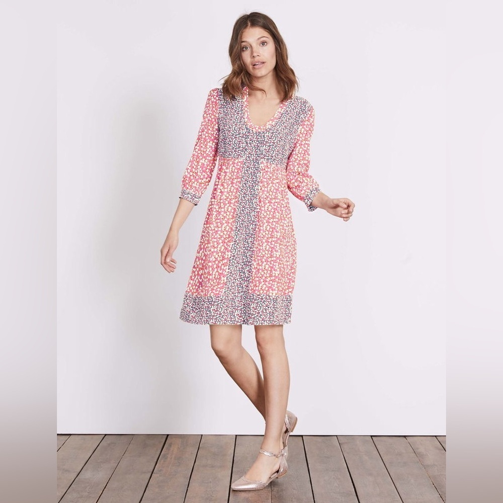 Boden Mollie Knee Length Dress - Scoop Neckline - Punk, Navy & White - sz US 6L